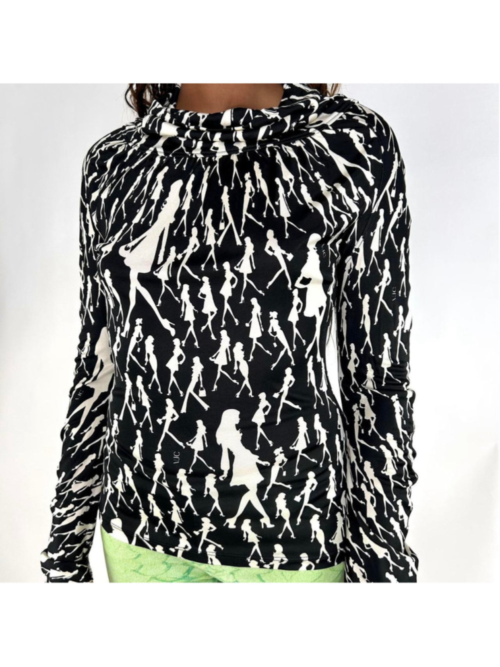 2008 Versace women print black long sleeve top
